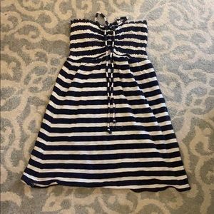 Striped navy and white Strapless Summer sundress